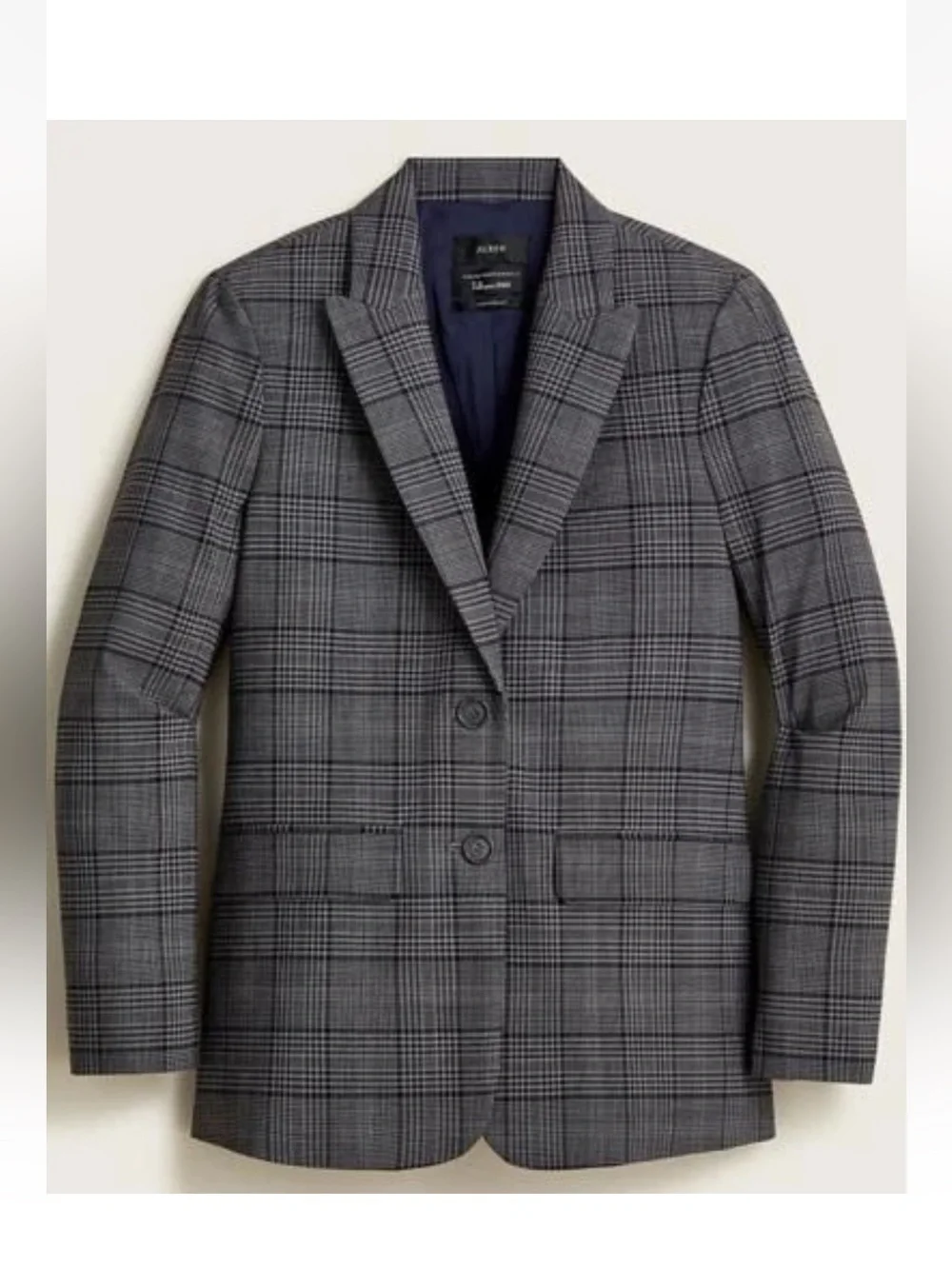 J. Crew Sommerset Blazer Grey Plaid Italian Wool Jacket 6P *EUC*